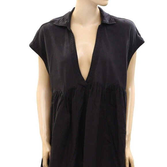 By Anthropologie The Beach Swing Tunic Dress Oversized Cotton Black S New - Picture 10 of 13